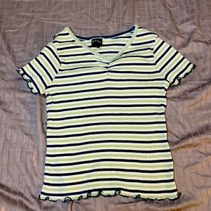 Green stripe pattern blouse girls